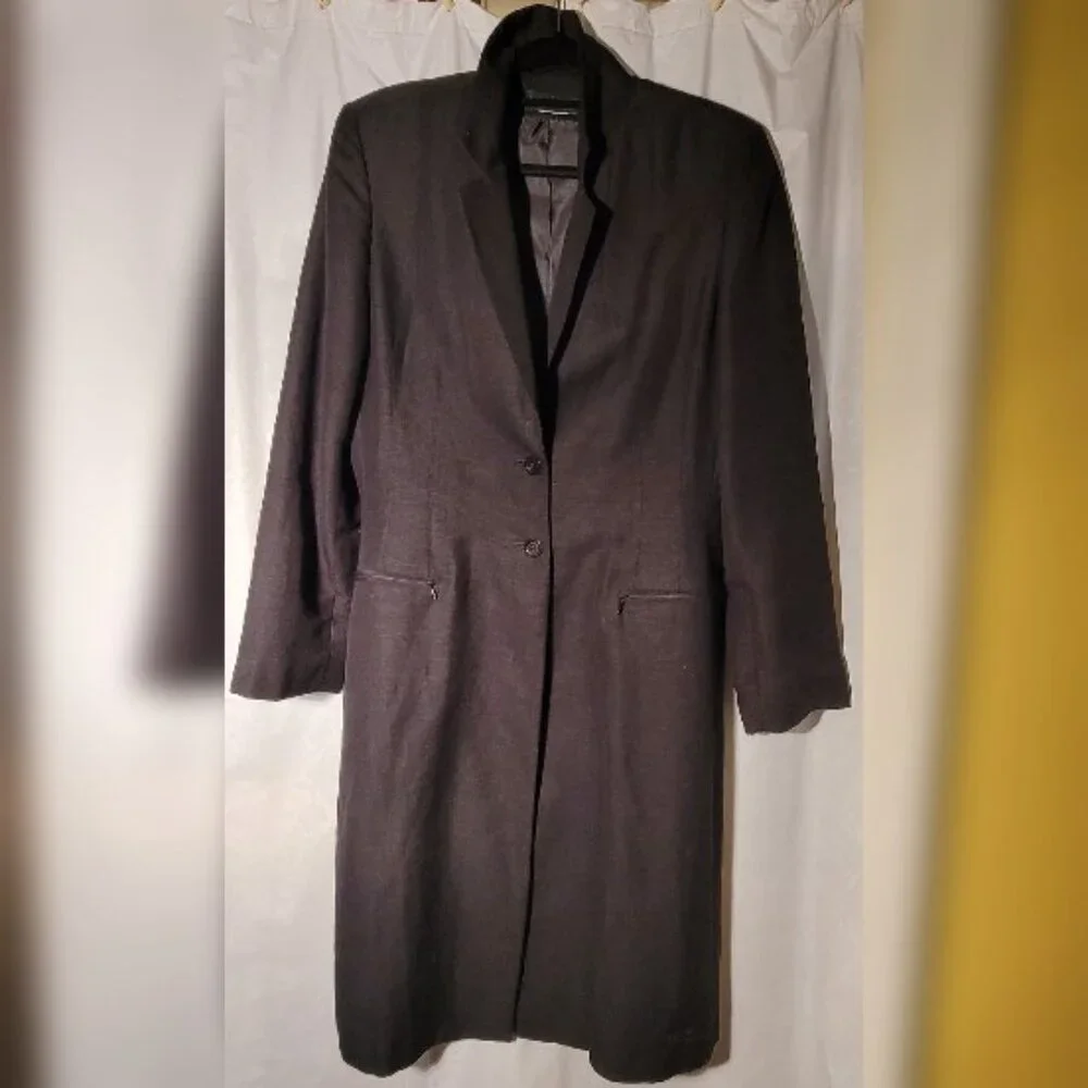 Harve' Bernard 2-Piece Lined Black Linen Pant Suit Size 10 - Picture 4 of 12